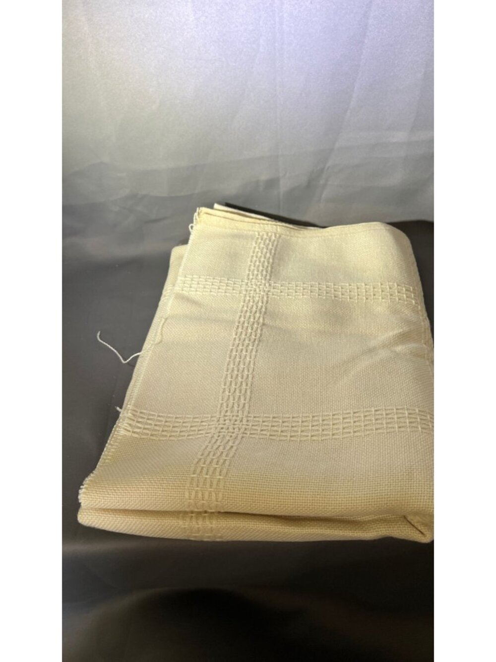 Woven Cotton Textured Cream Blanket With Subtle Check Pattern - Picture 3 of 3